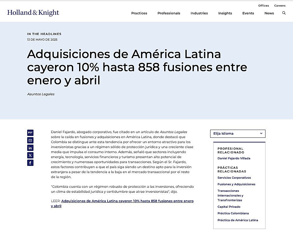 Adquisiciones de Amrica Latina cayeron 10% hasta 858 fusiones entre enero y abril